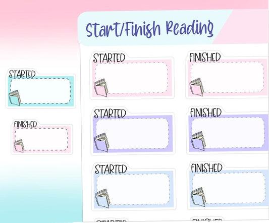 READING Start Finish Planner Stickers || Book, Study, Library, School