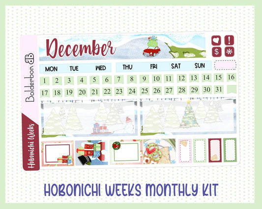 DECEMBER Hobonichi Weeks Sticker Kit || Monthly Planner Stickers for Hobonichi Weeks, Christmas, Holiday, Winter