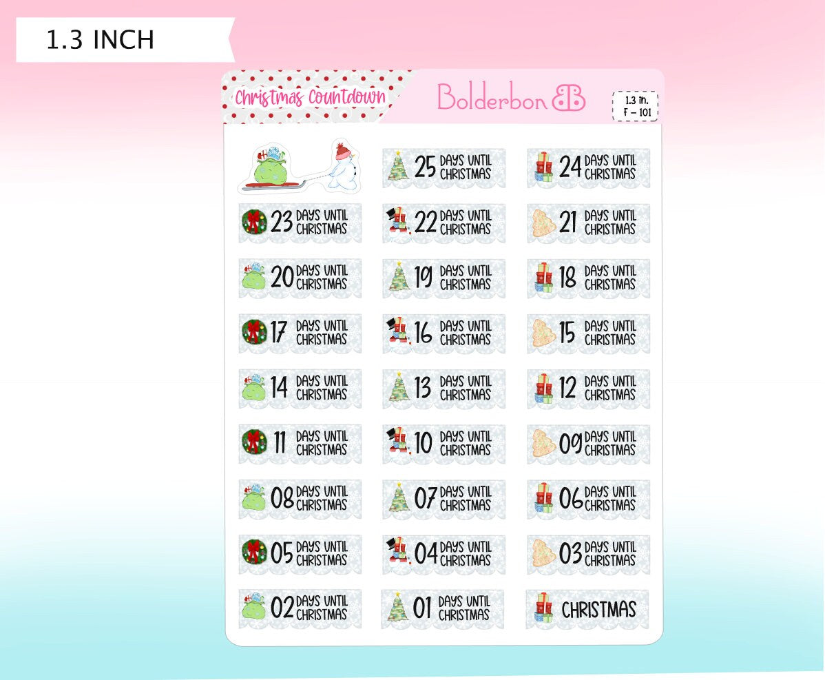 Countdon Sticker CHRISTMAS COUNTDOWN || Planner Stickers, Functional – Bolderbon