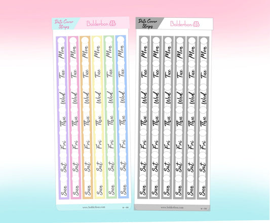 DATE COVER STRIPS || Hobonichi Weeks Planner Stickers