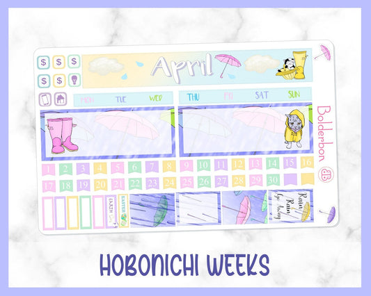 APRIL Hobonichi Weeks || Sticker Kit, Hobonichi Weeks Planner Stickers, Cute Doodle Stickers, Hobo Weeks Set