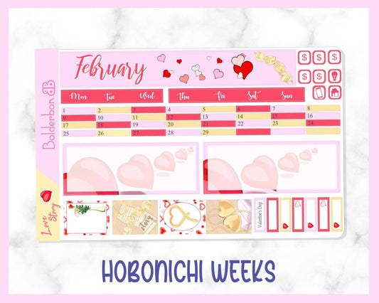 FEBRUARY Hobonichi Weeks Sticker Kit || Monthly Planner Stickers for Hobonichi Weeks, Valentines