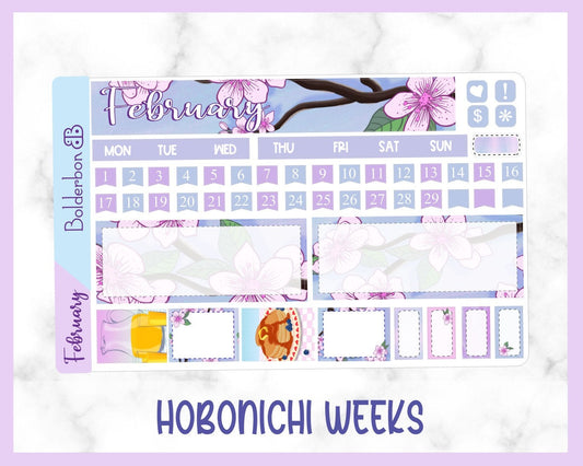 FEBRUARY Hobonichi Weeks || Hand Drawn Sticker Kit Monthly Planner Stickers for Hobo Weeks