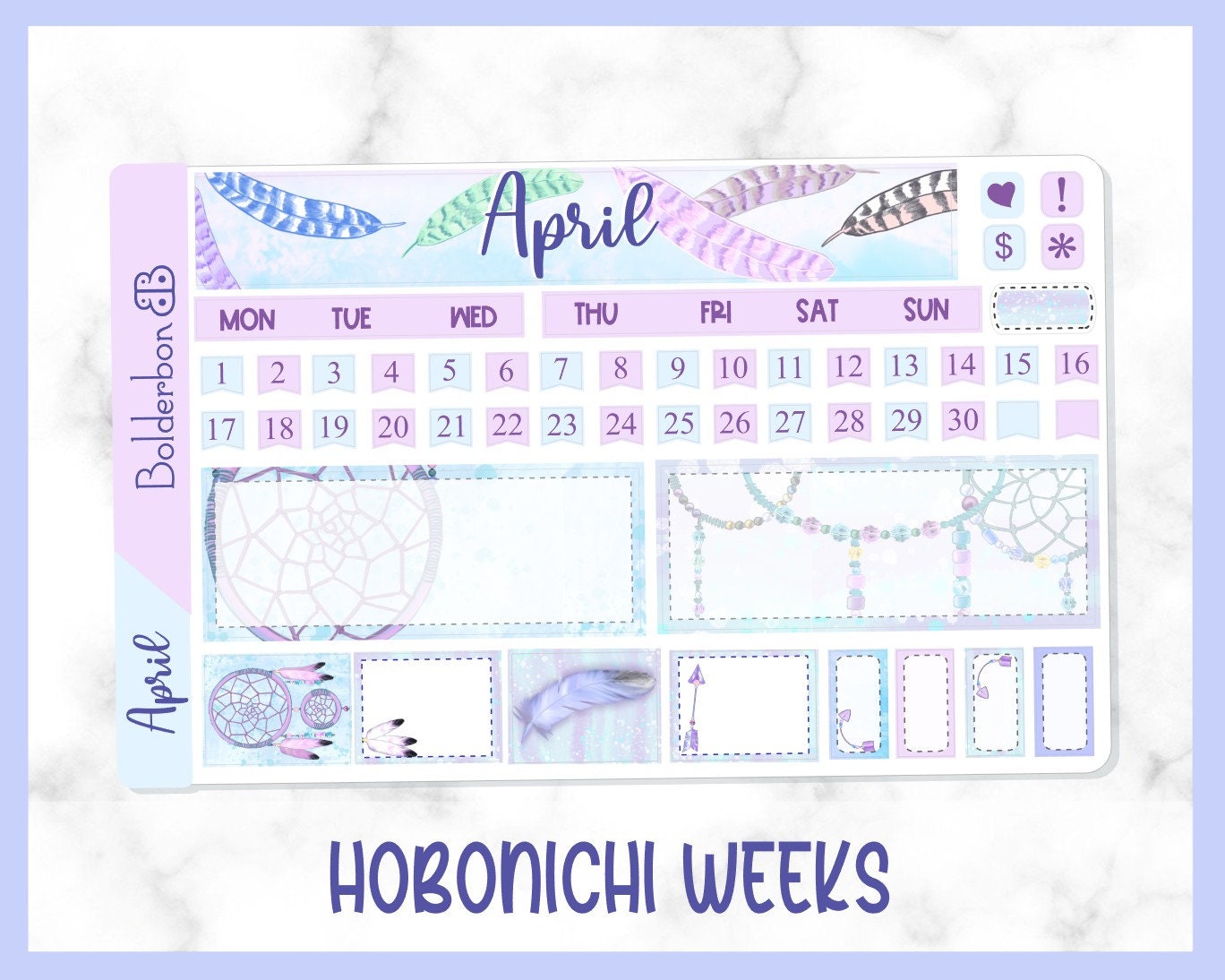 APRIL Hobonichi Weeks || Hand Drawn Succulent Sticker Kit Monthly Planner Stickers for Hobo Weeks