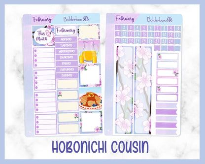 FEBRUARY Hobonichi Cousin and A5 Day Free || VALENTINE'S Hand Drawn Cute Monthly Planner Sticker Kit || Premium Matte