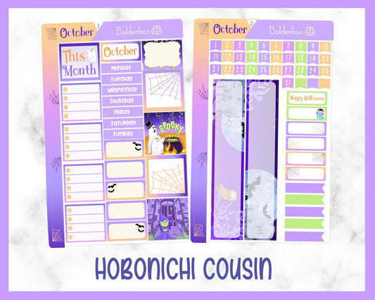OCTOBER Hobonichi Cousin Monthly || Planner Sticker Kit, Day Free, Halloween