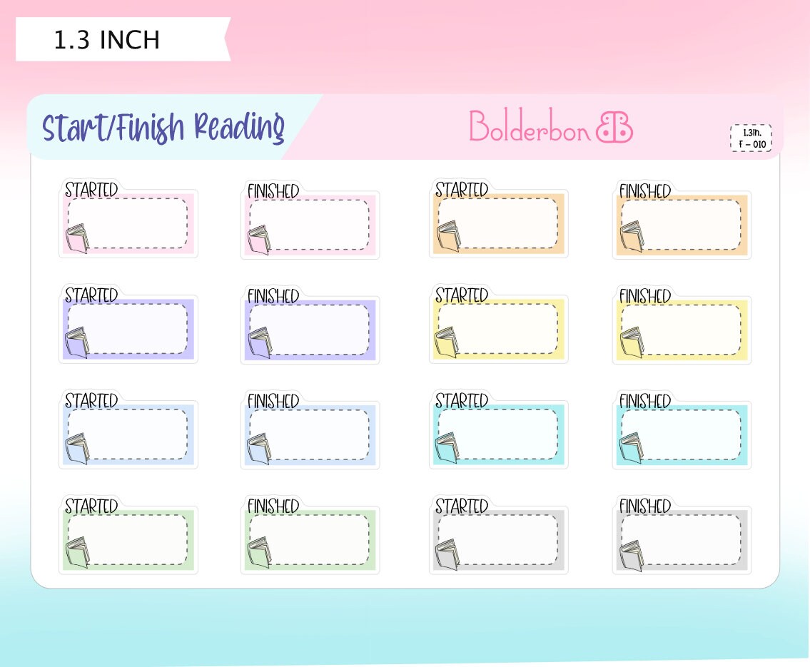 READING Start Finish Planner Stickers || Book, Study, Library, School