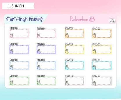 READING Start Finish Planner Stickers || Book, Study, Library, School