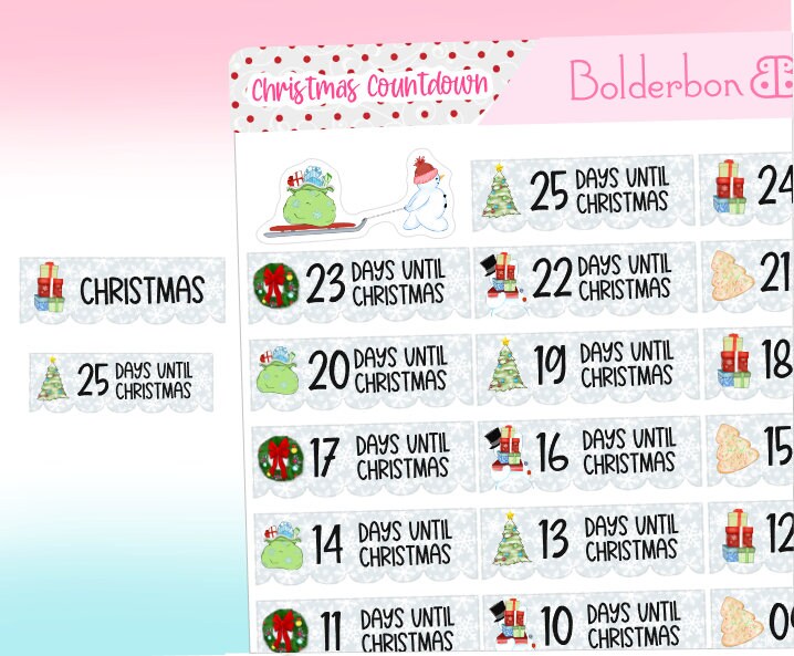 Countdown Stickers Samples CHRISTMAS COUNTDOWN || Planner Stickers, Functional – Bolderbon