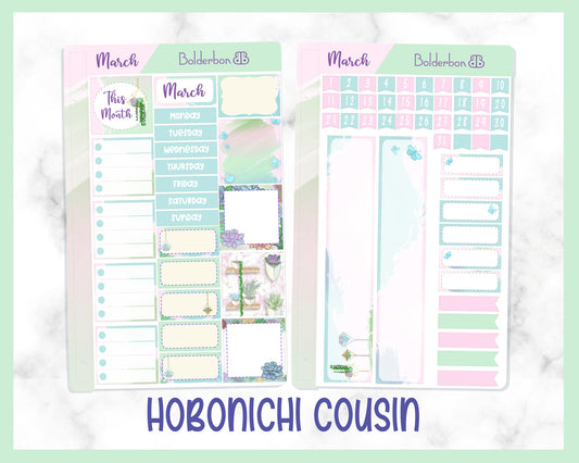 MARCH Hobonichi Cousin and A5 Day Free || SUCCULENTS Hand Drawn Cute Monthly Planner Sticker Kit