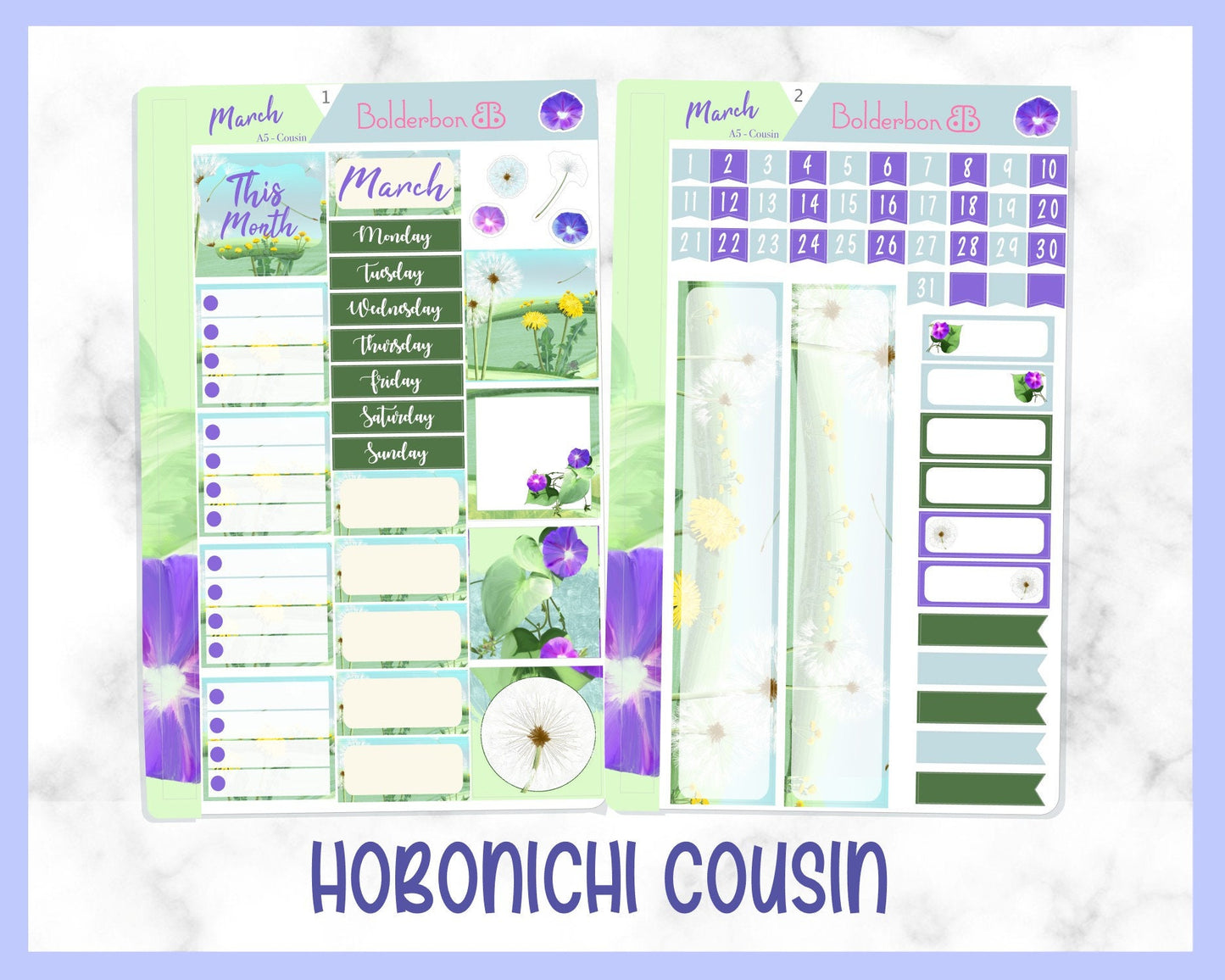 MARCH Hobonichi Cousin Monthly || Planner Sticker Kit, Day Free