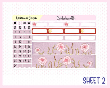 FEBRUARY Hobonichi Cousin and A5 Day Free || Monthly Planner Sticker Kit, Valentine, Love