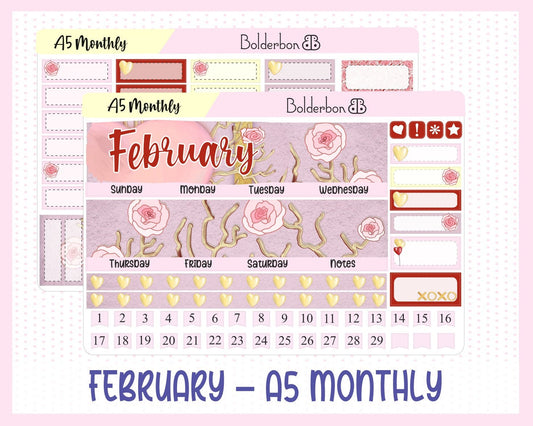 FEBRUARY A5 MONTHLY KIT || Planner Sticker Kit
