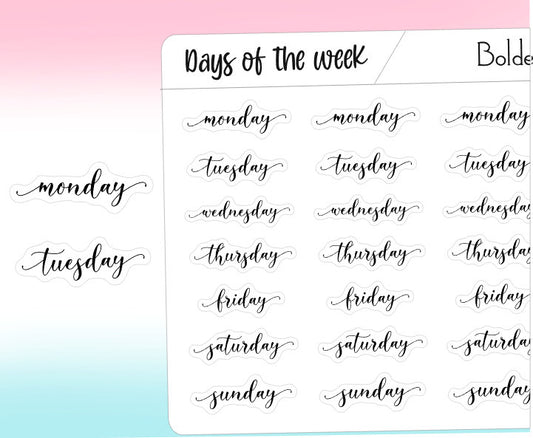 SCRIPT DAYS Black || Functional Planner Stickers