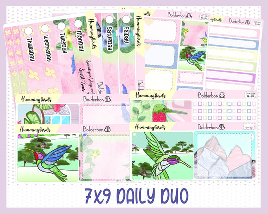 HUMMINGBIRDS "7x9 Daily Duo" || Weekly Planner Sticker Kit for Erin Condren
