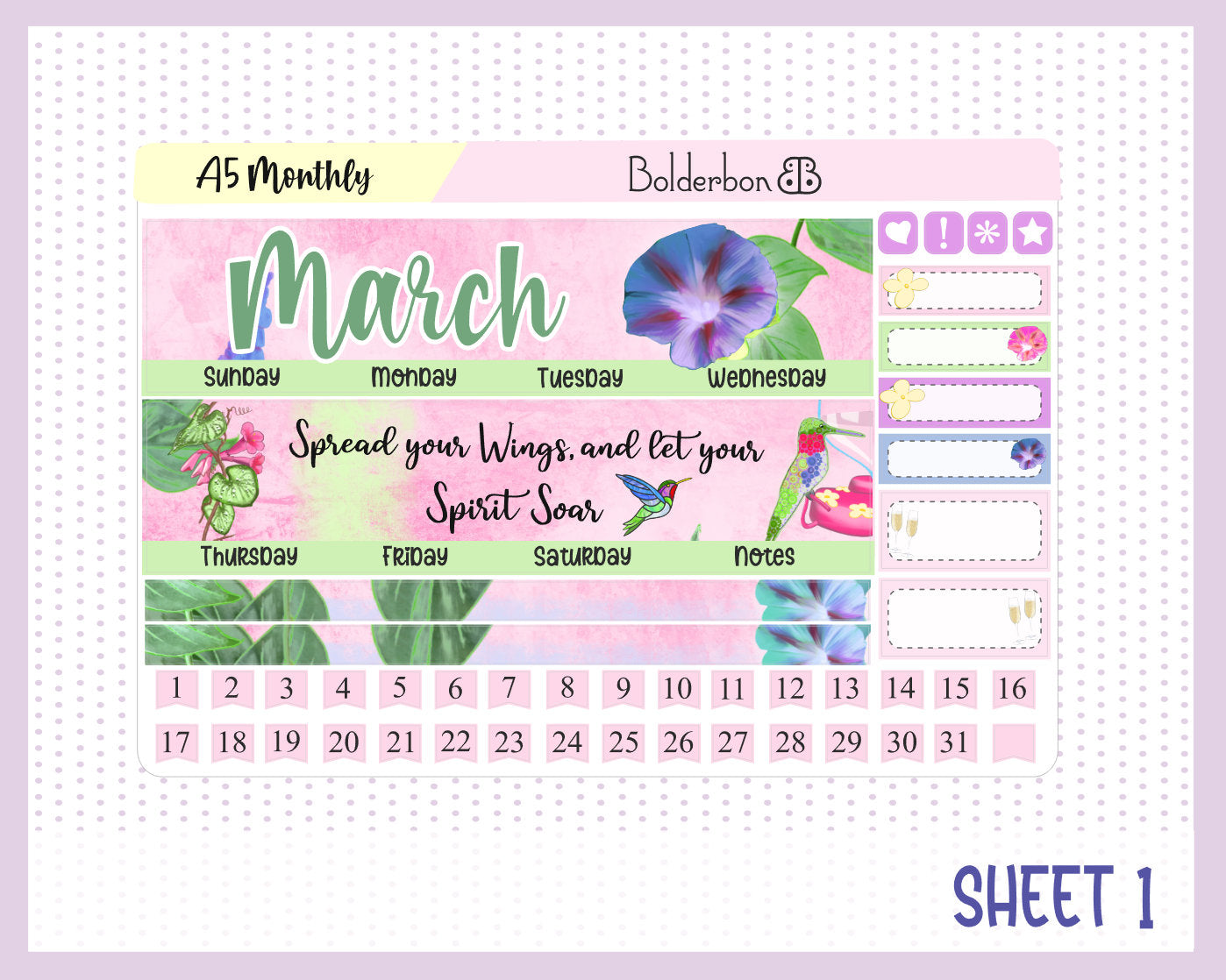 MARCH A5 MONTHLY KIT || Planner Sticker Kit