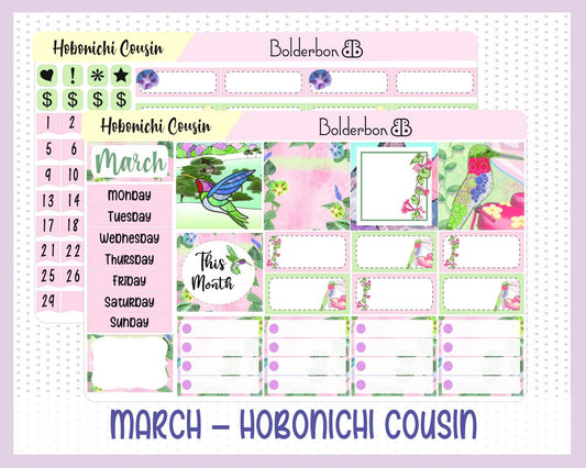 MARCH Hobonichi Cousin and A5 Day Free || Monthly Planner Sticker Kit, Valentine, Love