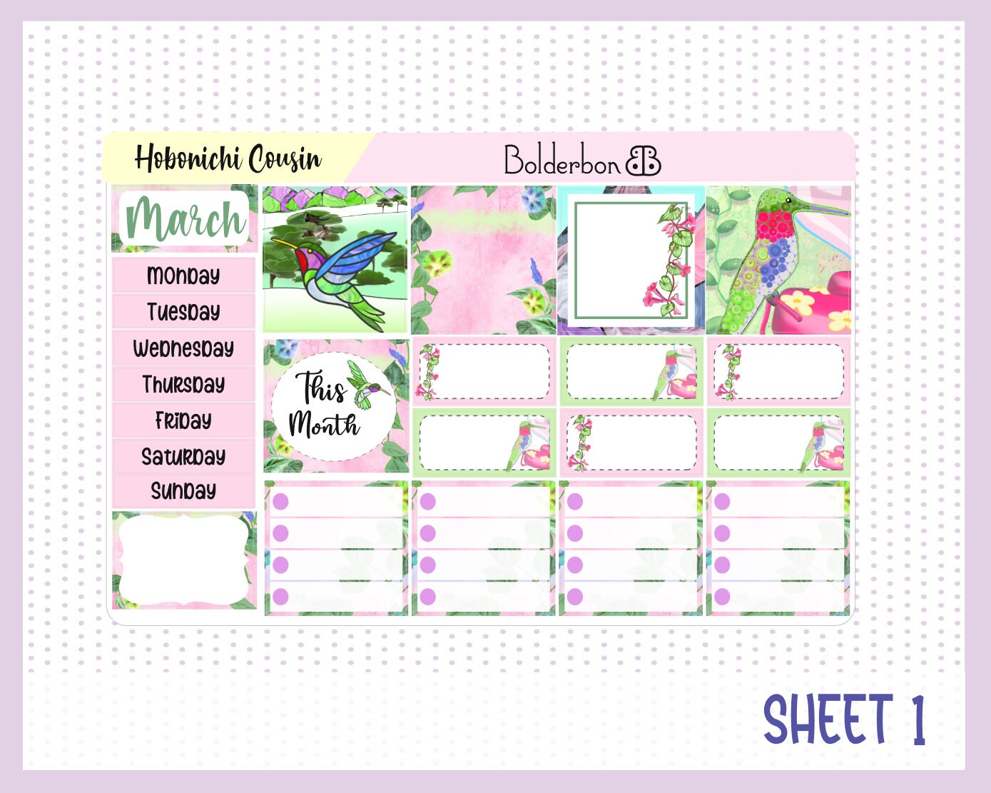 MARCH Hobonichi Cousin and A5 Day Free || Monthly Planner Sticker Kit, Valentine, Love