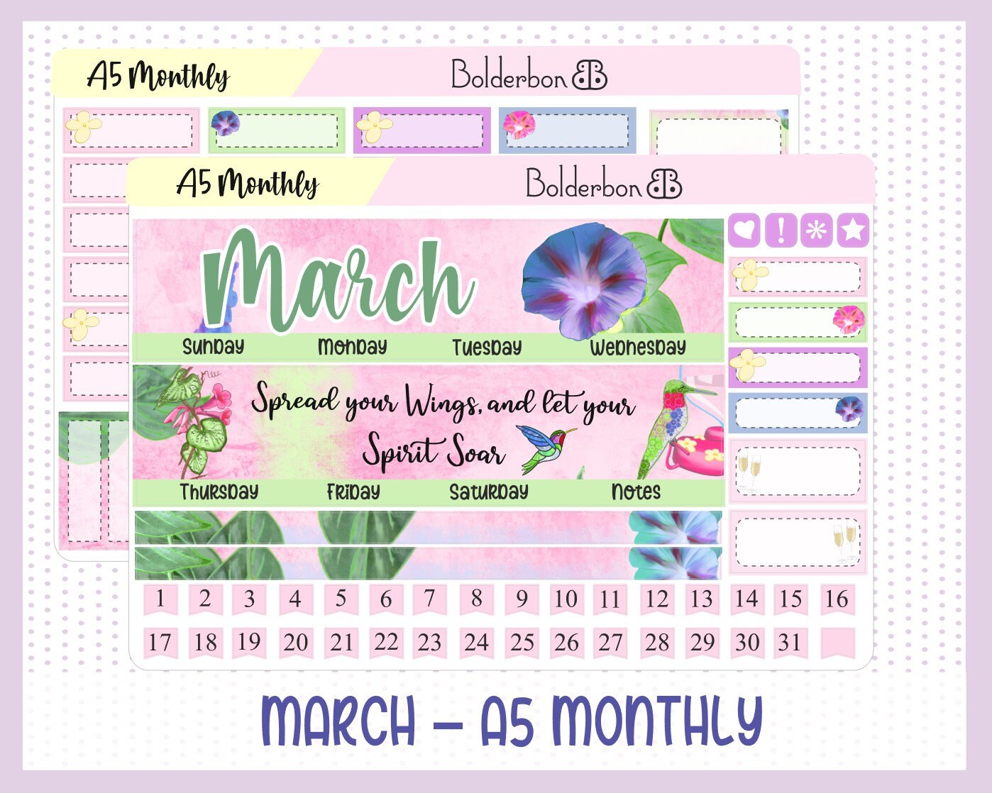 MARCH A5 MONTHLY KIT || Planner Sticker Kit