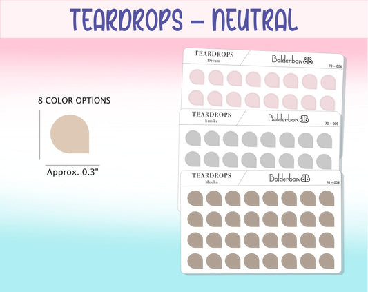 TEARDROP STICKERS Neutral || Clear or White Matte