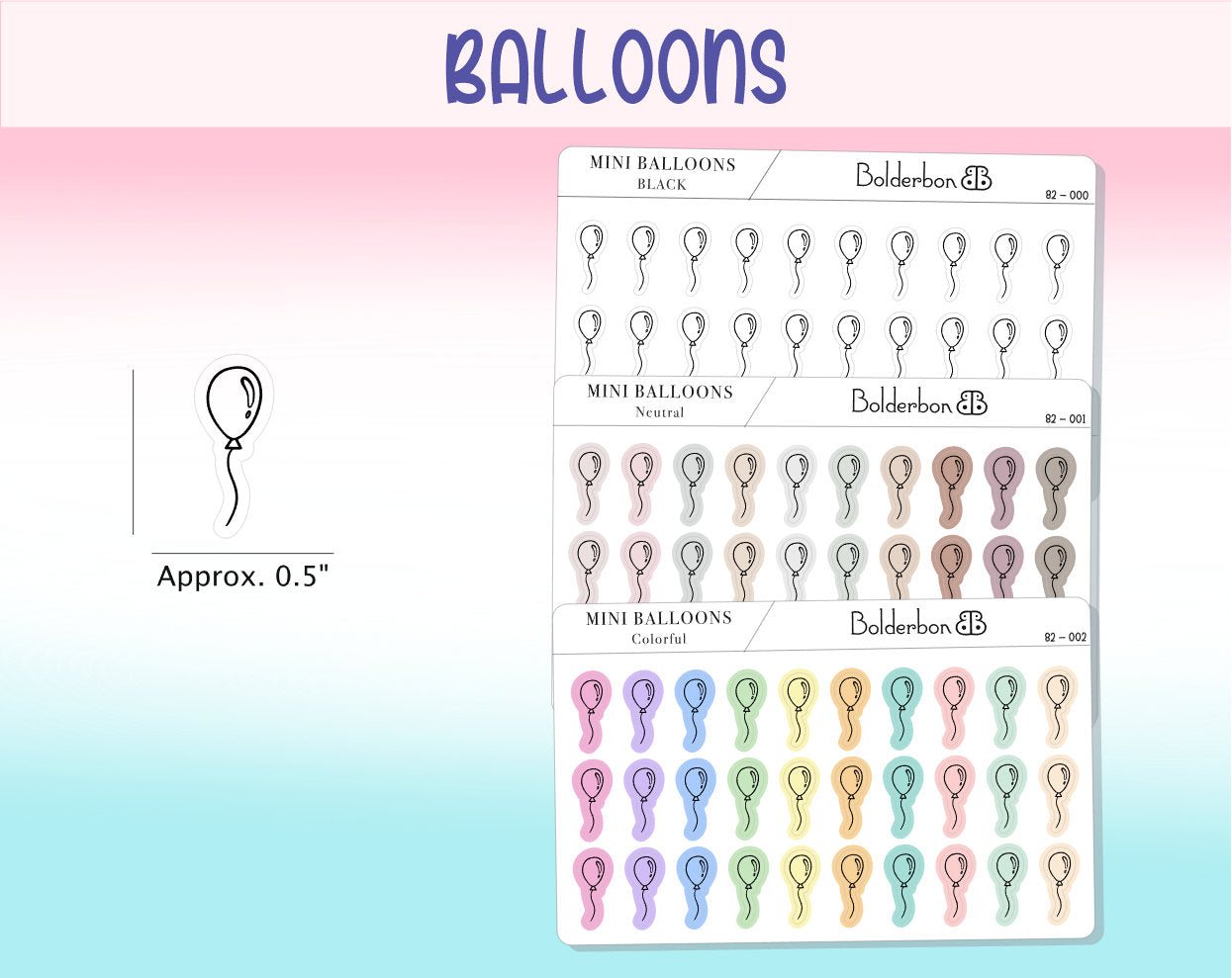 BALLOON ICONS || Clear or White Matte Planner Stickers