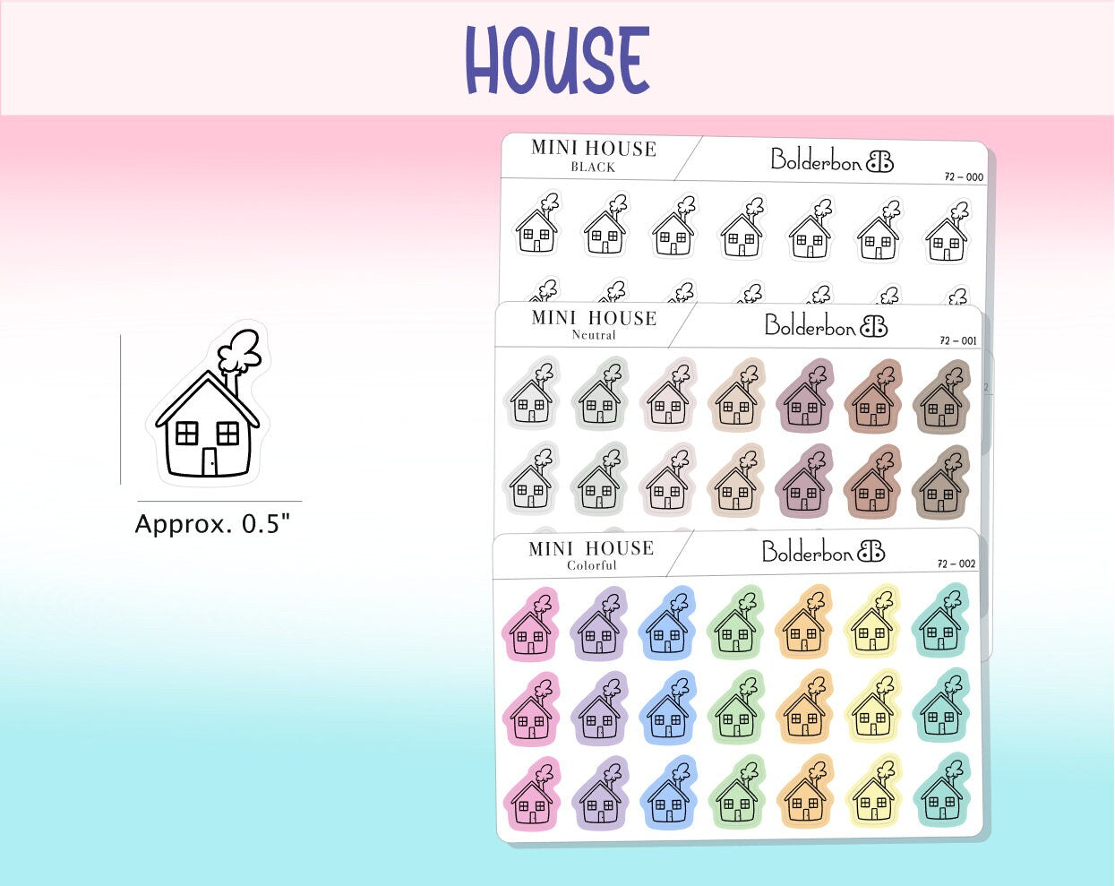 HOUSE ICONS || Planner Stickers, Frosted Clear, Neutral, Minimal, Black, Colorful, Hand Drawn, Mini