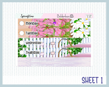 SPRINGTIME "7x9 Daily Duo" || Weekly Planner Sticker Kit for Erin Condren