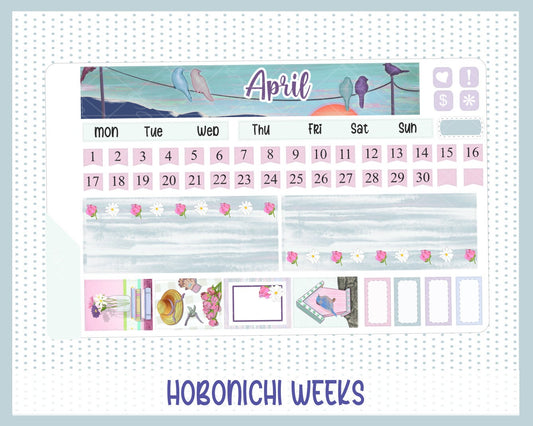 APRIL Hobonichi Weeks Sticker Kit || Monthly Planner Stickers for Hobonichi Weeks, Spring, Flowers