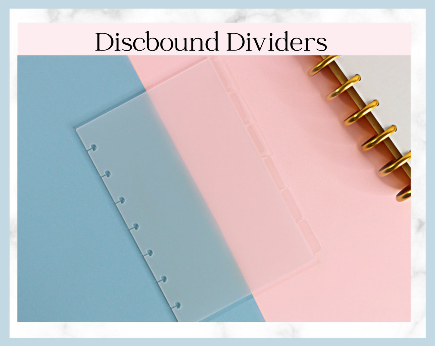 DISCBOUND DIVIDERS Frosted Clear || B6 Size, 1/2 Letter Size, 6 Side Tabs, 7 Hole Punch, Plastic, Sticker Album, Planner, Notebook