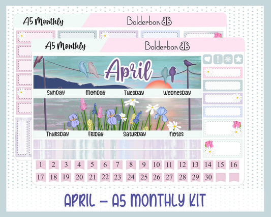 APRIL A5 MONTHLY KIT || Planner Sticker Kit