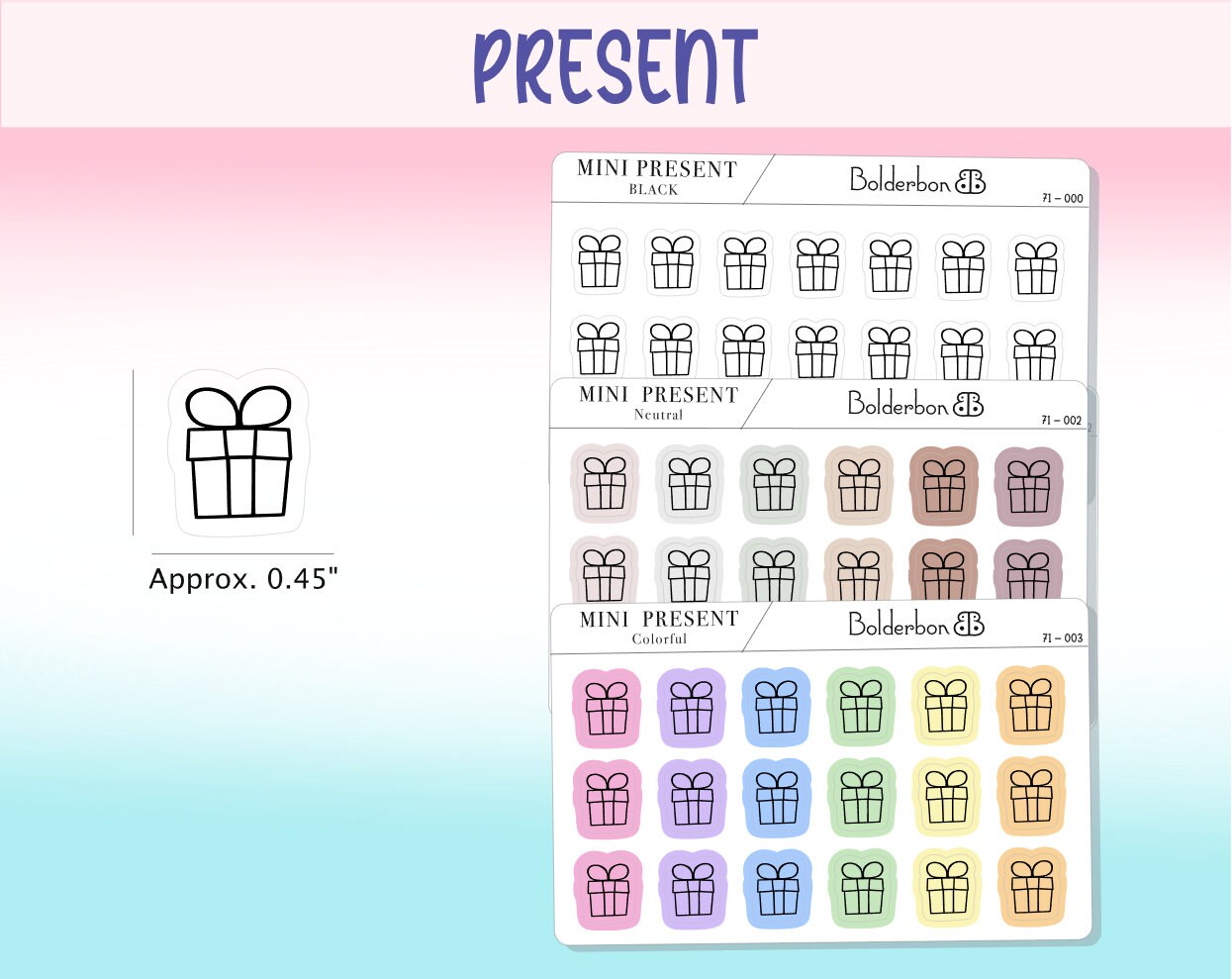 PRESENT ICONS || Clear or White Matte Planner Stickers – Bolderbon