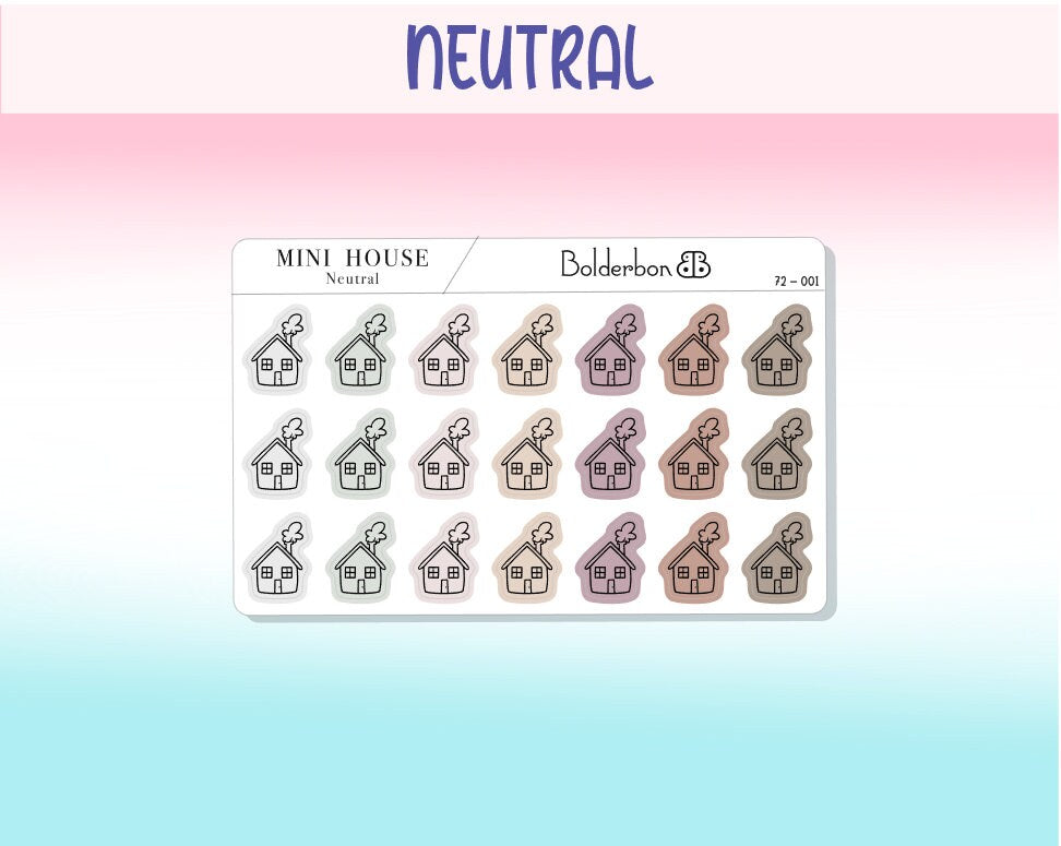 HOUSE ICONS || Planner Stickers, Frosted Clear, Neutral, Minimal, Black, Colorful, Hand Drawn, Mini