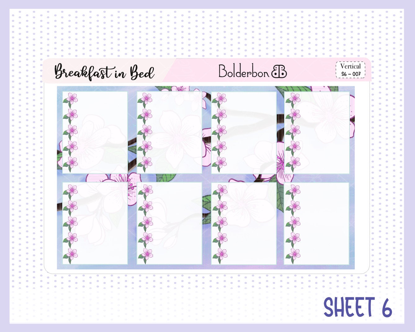 BREAKFAST IN BED || 7x9 Vertical Planner Sticker Kit