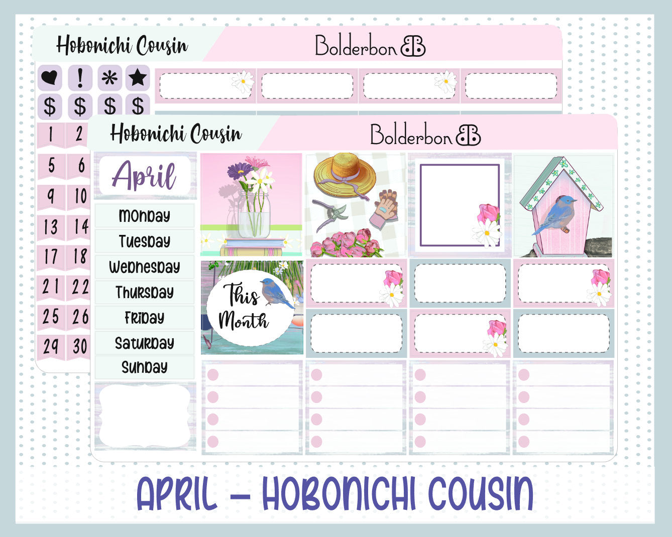 APRIL Hobonichi Cousin and A5 Day Free || Monthly Planner Sticker Kit, Valentine, Love