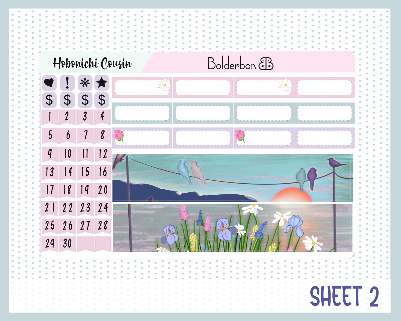 APRIL Hobonichi Cousin and A5 Day Free || Monthly Planner Sticker Kit, Valentine, Love