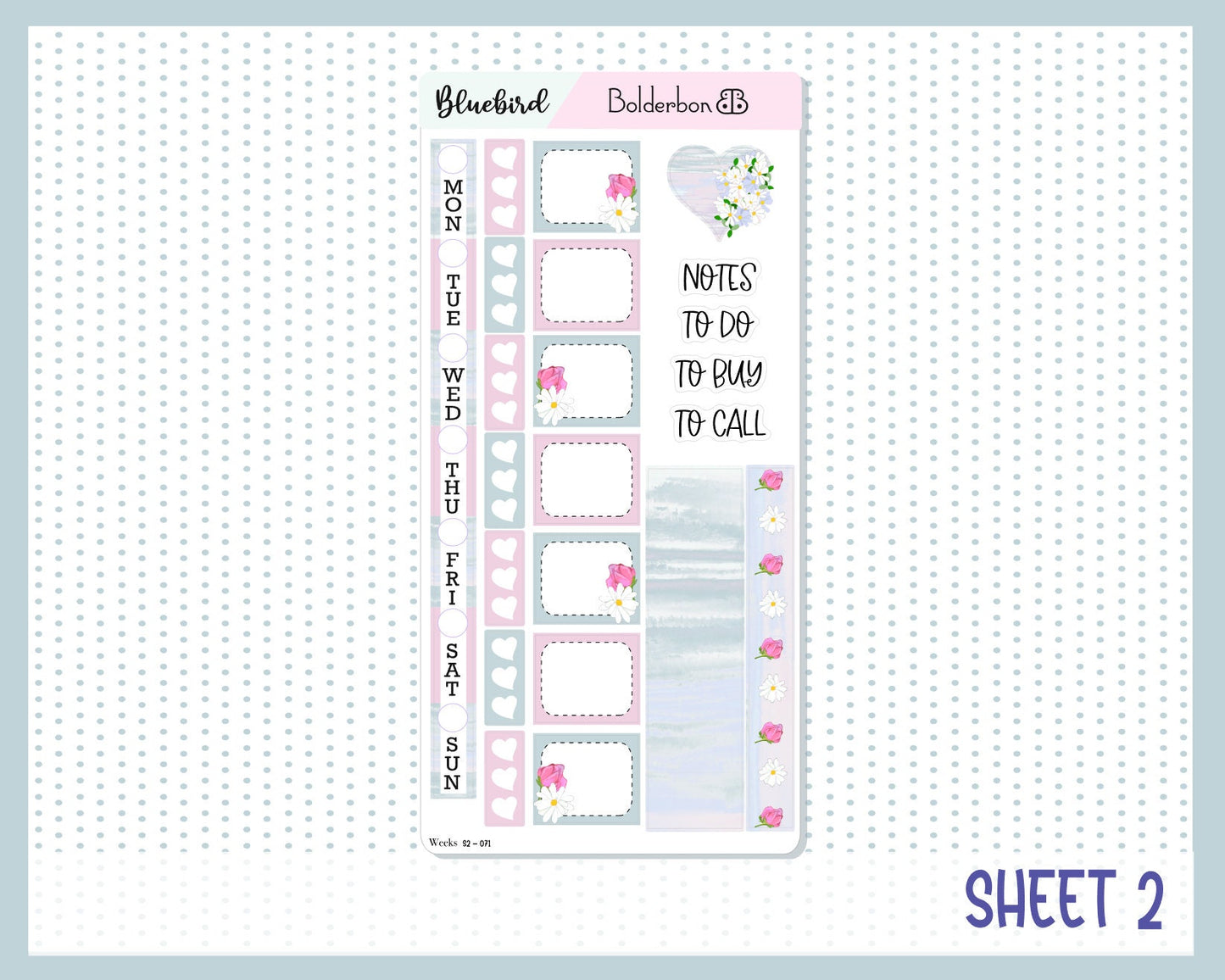 BLUEBIRD || Hobonichi Weeks Planner Sticker Kit