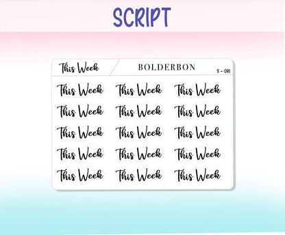 THIS WEEK || Functional Script Stickers