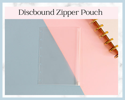 ZIPPER POUCH Discbound | B6 Size, 7 Hole Punch, HP Mini, Plastic, Sticker Album, Planner, Notebook
