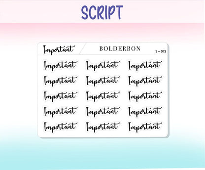 IMPORTANT || Functional Script Stickers