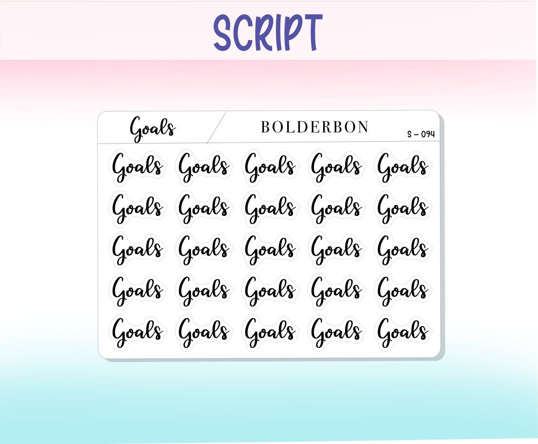 GOALS || Functional Script Stickers