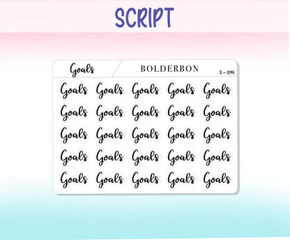 GOALS || Functional Script Stickers