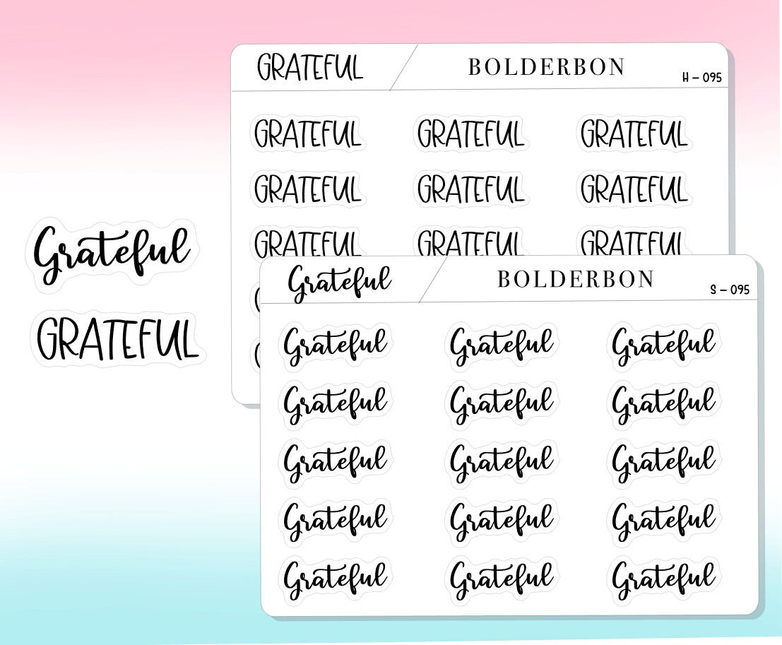 GRATEFUL || Functional Script Stickers