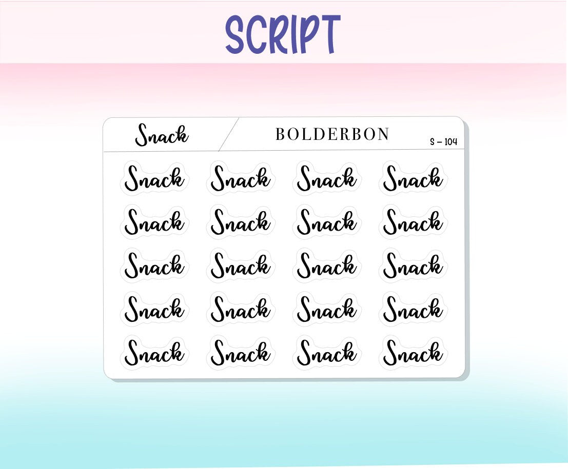 SNACK || Functional Script Stickers,Handwritten Planner Stickers ...