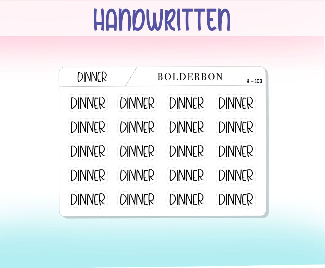 DINNER || Functional Script Stickers, Handwritten Planner Stickers ...