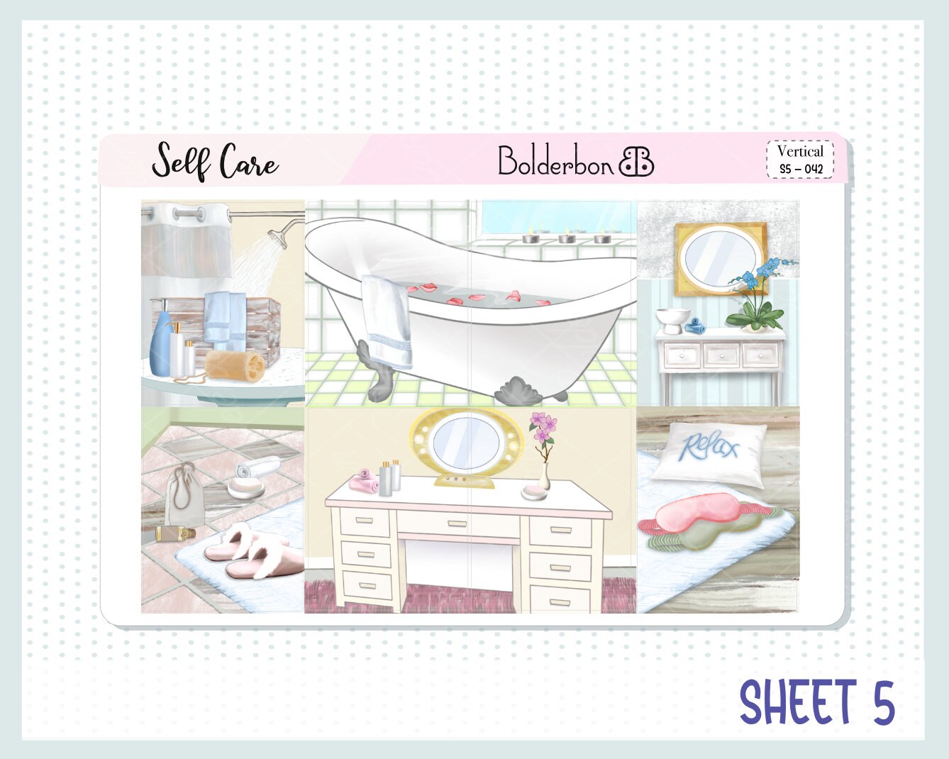 SELF CARE || 7x9 Vertical Planner Sticker Kit