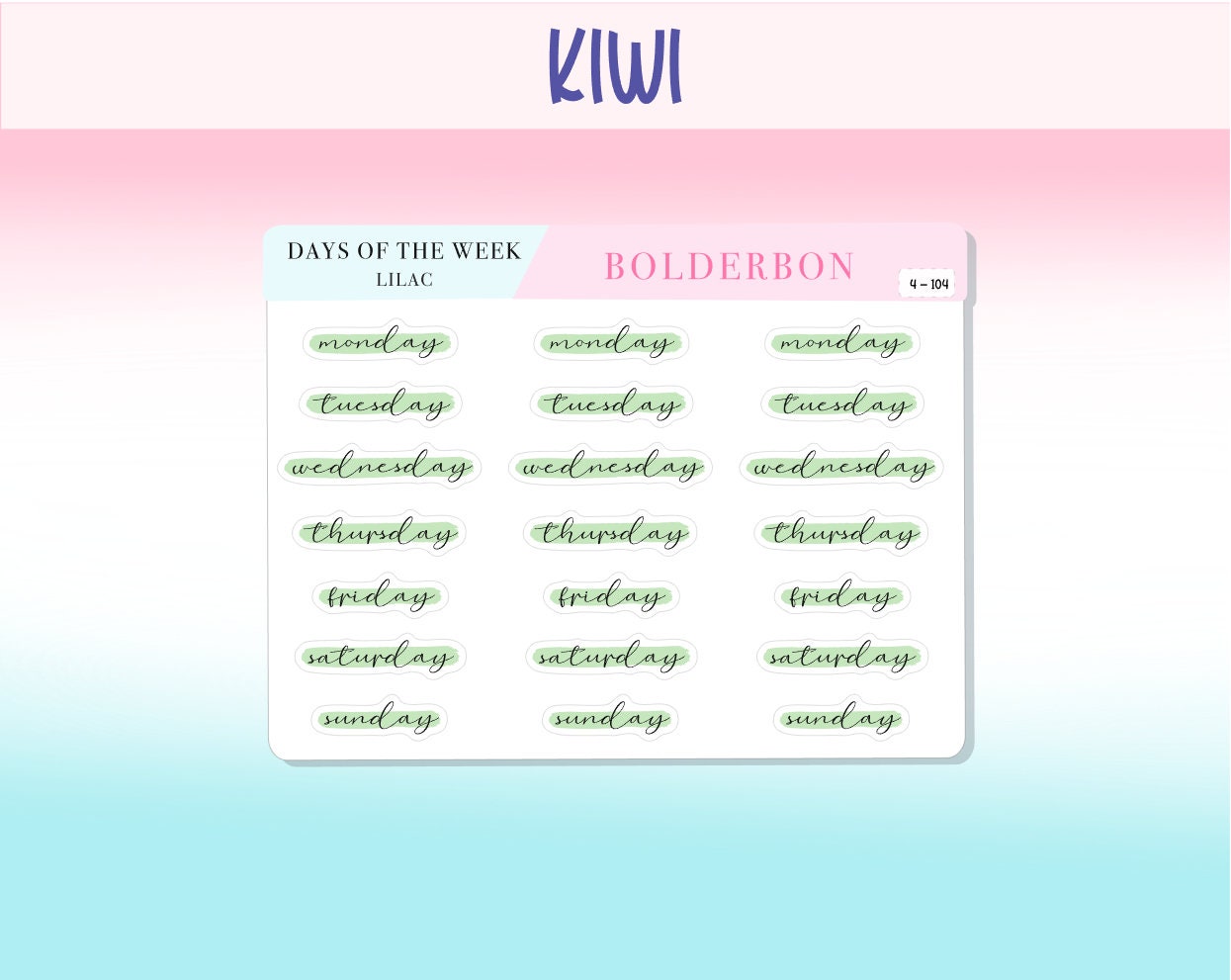 Days Of The Week COLORFUL || Highlighted, Planner Stickers – Bolderbon