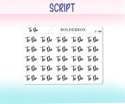 TO DO || Functional Script Stickers