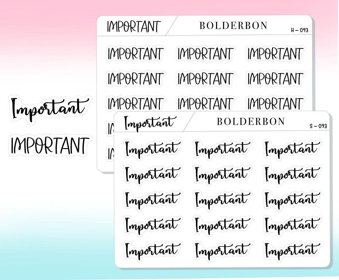 IMPORTANT || Functional Script Stickers, Handwritten Planner Stickers ...