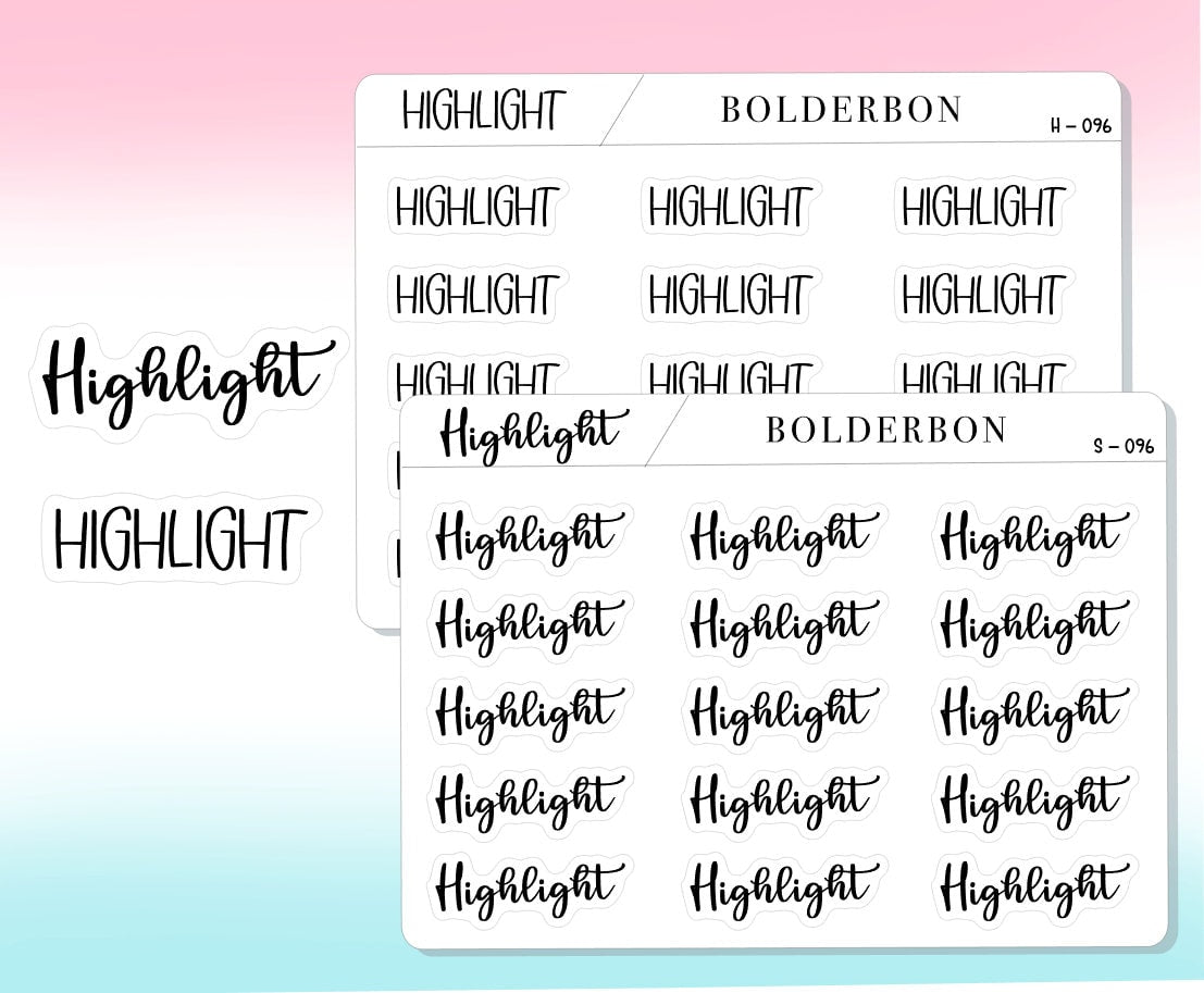 HIGHLIGHT || Functional Script Stickers
