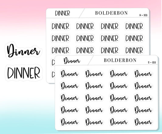 DINNER || Functional Script Stickers
